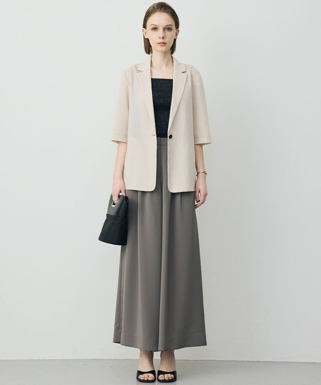 ICB L Peラミーシアータフタ 半袖ジャケット サンドベージュ