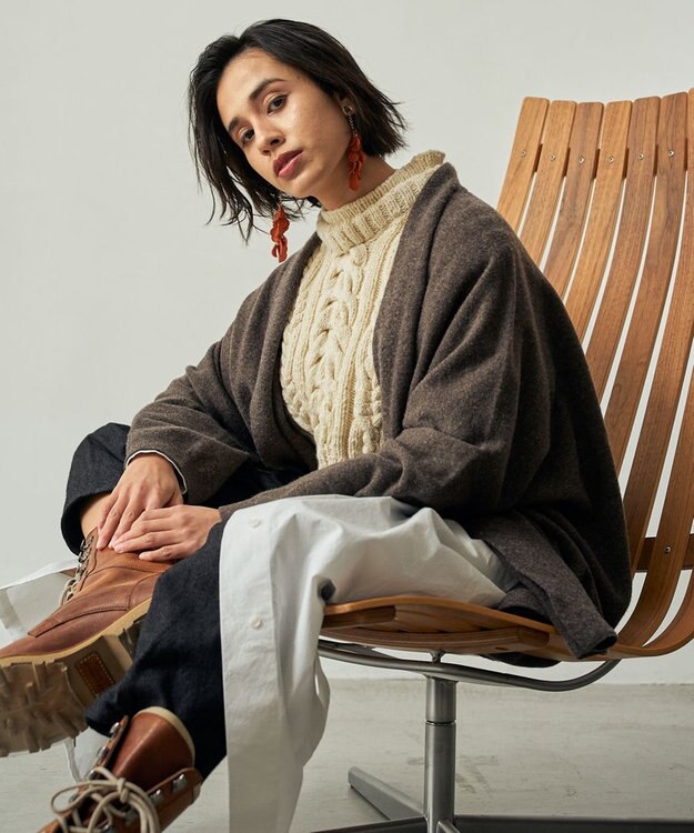 muuc 〈希少な素材〉〈高級15.5マイクロン長極細メリノウール100%〉〈ユニセックス〉ウルグアイウールのジャケットカーディガン ブラウン