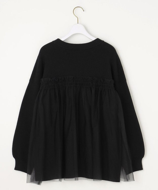 ANY SIS S 【洗える】ビスチェ風チュールコンビ ニット ブラック