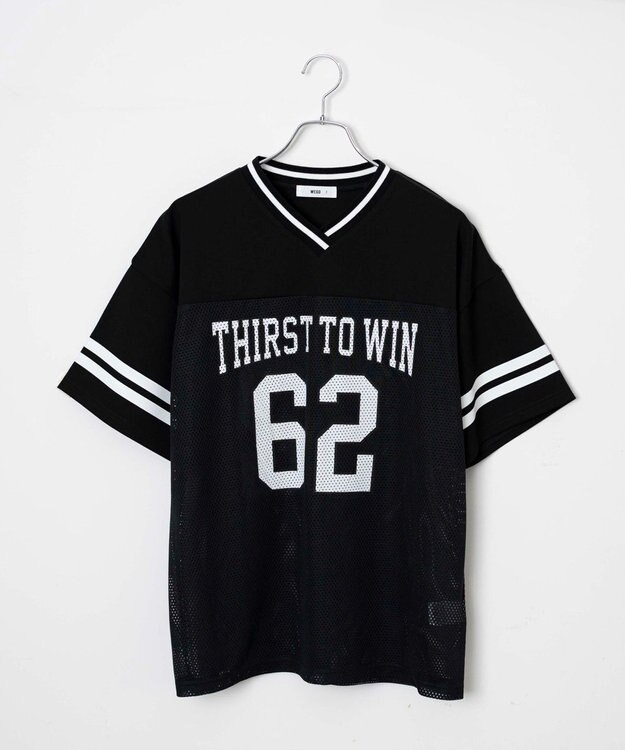 WEGO ナンバリングメッシュビッグT ブラック