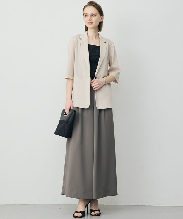 ICB L Peラミーシアータフタ 半袖ジャケット サンドベージュ