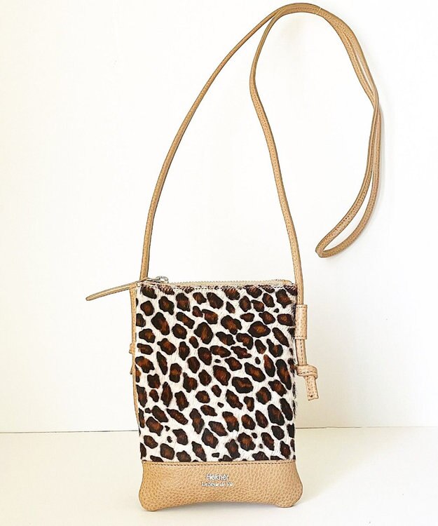 Hekhèr Le Style de Vie 【日本製】ハラコ×シュリンクレザー スマートフォンポシェット レオパード