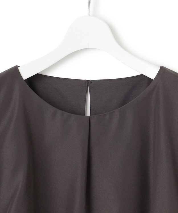 23区 【汗じみ防止/洗える】スムースデザイン ラッフルカラー カットソー ダークブラウン系