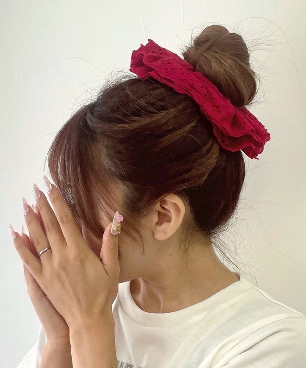 WEGO Lコットンレースシュシュ レッド