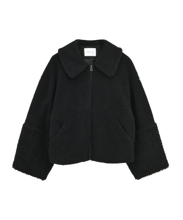 AMERICAN HOLIC 衿付きボアブルゾン Gray Beige