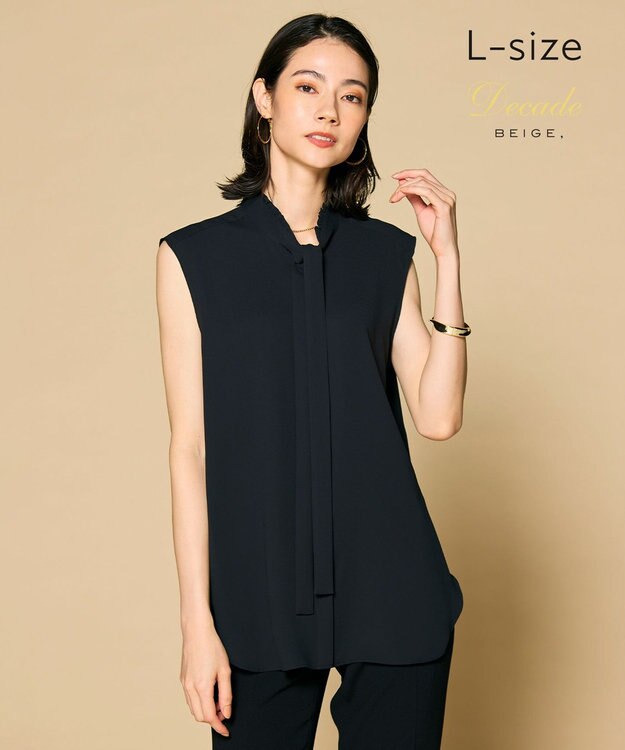 BEIGE， 【洗える・L-size】EVA / ボウタイブラウス Black