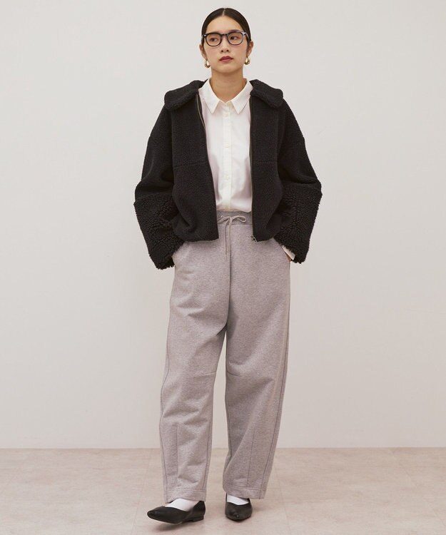 AMERICAN HOLIC 衿付きボアブルゾン Gray Beige