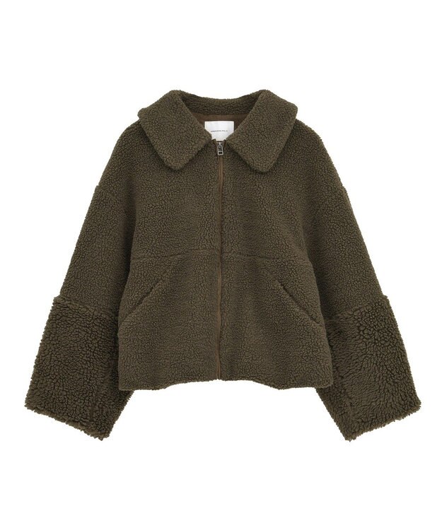 AMERICAN HOLIC 衿付きボアブルゾン Gray Beige