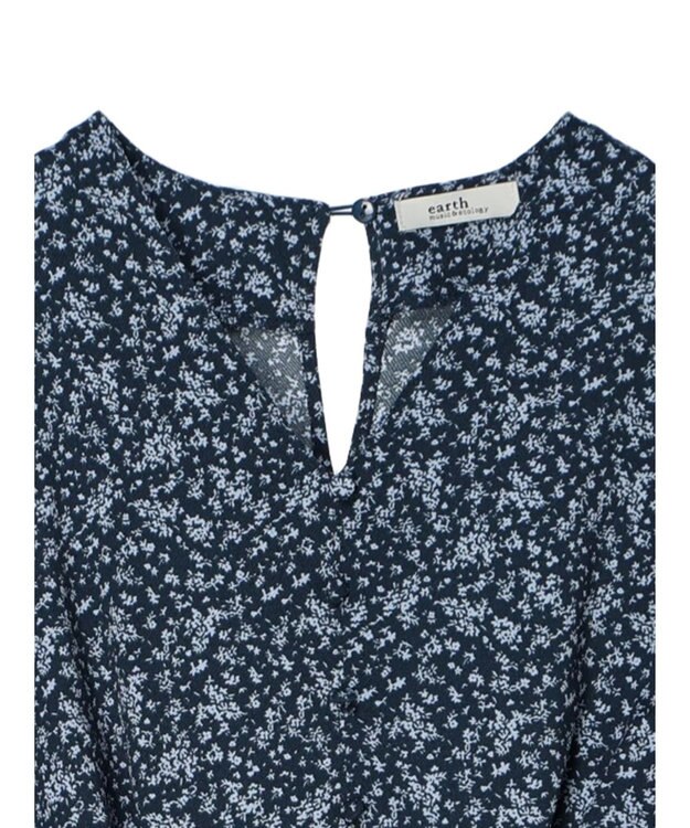 earth music&ecology 小花柄Ｖネックワンピース Navy