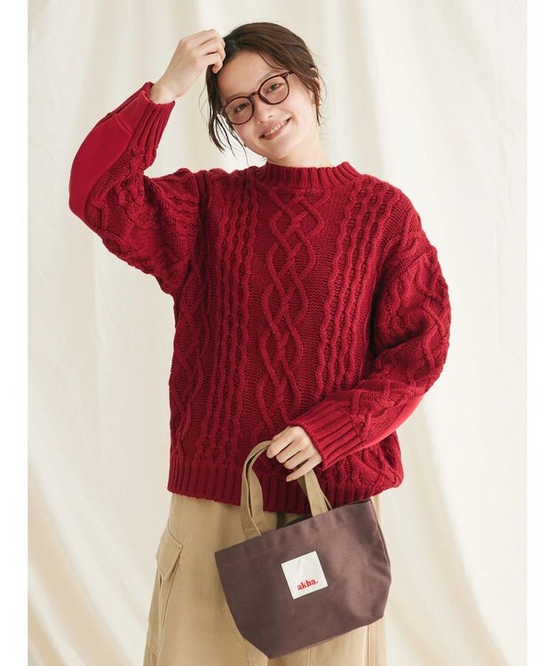 CRAFT STANDARD BOUTIQUE ケーブルニットドッキングスウェット Red