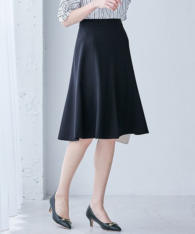 ANY SIS 【WEB・一部店舗限定】リネンライクポリエステル スカート ネイビー