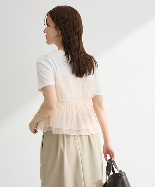 Green Parks オーガンジービスチェドッキング半袖プルオーハ Beige