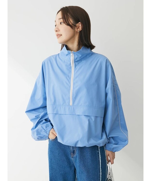 Green Parks ハーフＺＩＰラインシャツ Sax