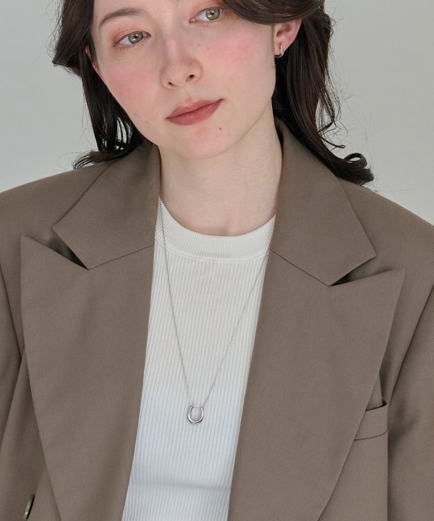 Phoebe 〈金属アレルギー対応〉メタリックホースシューネックレス　シルバー　ステンレス/馬蹄/蹄鉄/ラッキーモチーフ/ギフト/プレゼント/大ぶり シルバー