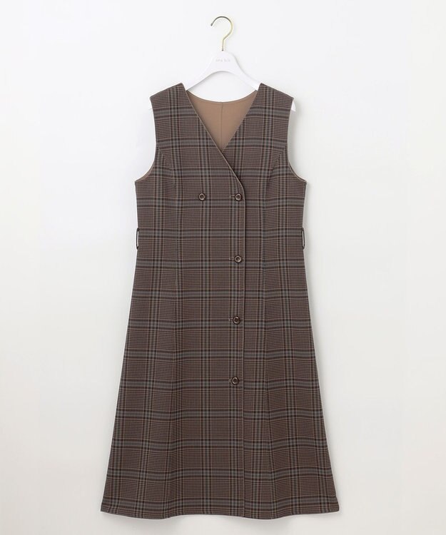 ANY SIS 【美人百花10月号掲載】リバーシブルチェックラップ ワンピース ブラウンチェック×キャメル