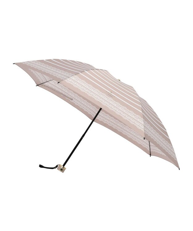 MOONBAT 【雨傘】ランバン　オン　ブルー (LANVIN en Bleu) ボーダー レース 折りたたみ傘 ベージュ