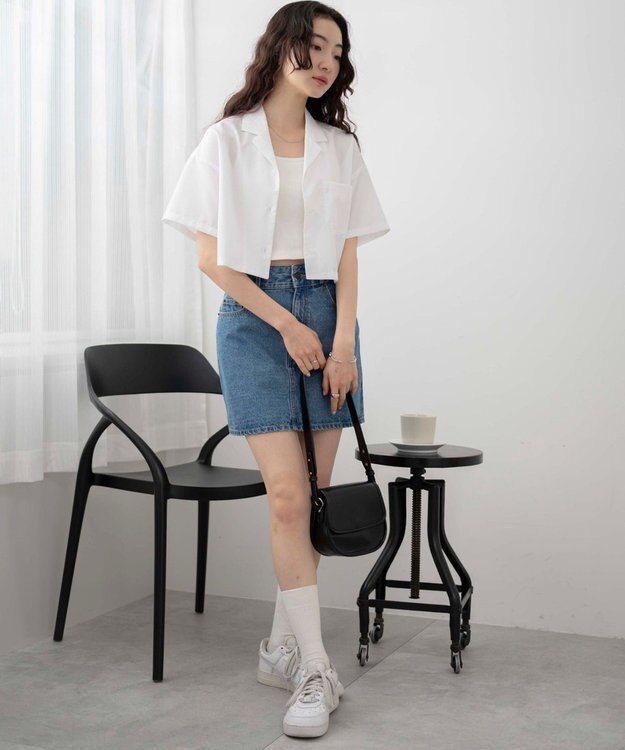 WEGO オープンカラーショートシャツ ホワイト