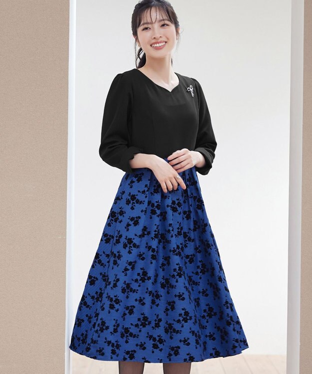 Tiaclasse L フロッキードッキングワンピース ブラック×ブルーチェック