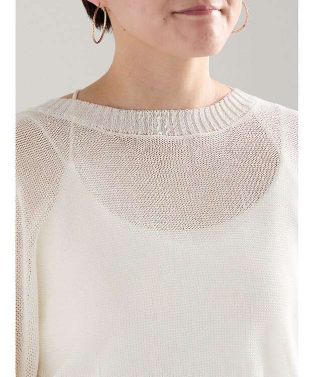 Te chichi 【WEB限定カラーあり】ペーパータッチヤーン2wayメッシュニット オフホワイト