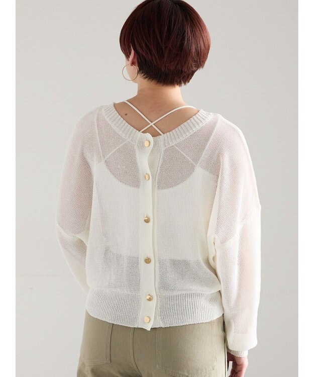 Te chichi 【WEB限定カラーあり】ペーパータッチヤーン2wayメッシュニット オフホワイト