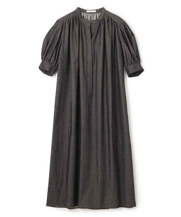 BEIGE， POMEGRANATE / ギャザーワンピース Chambray Black