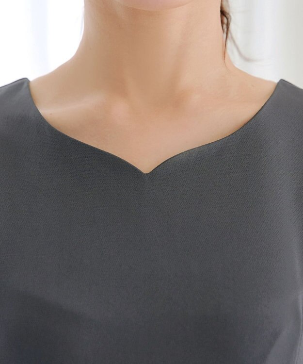 Tiaclasse L フロッキードッキングワンピース チャコールグレー×グレーチェック