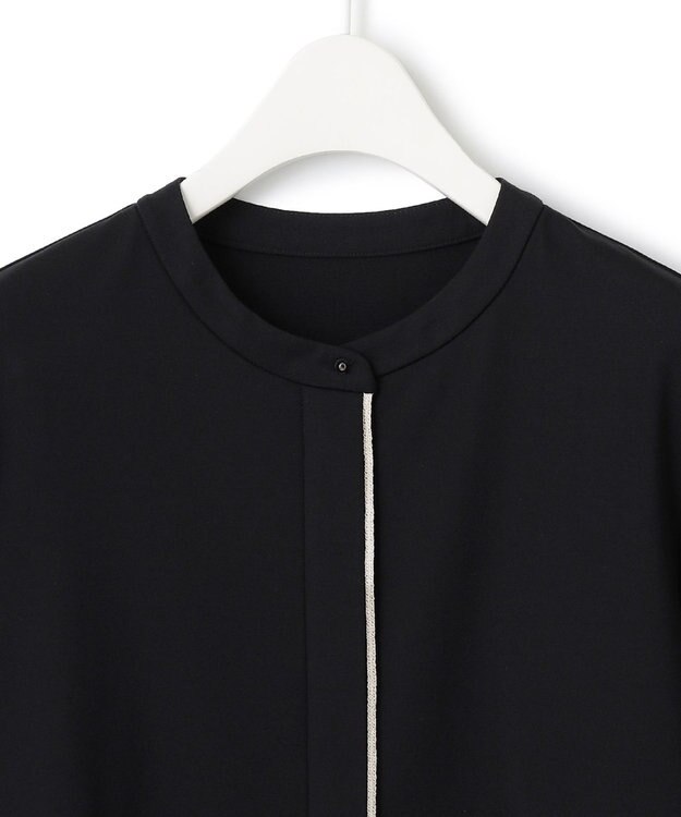 ICB L 【洗える】コンパクトモクロディ バンドカラーカットソー ブラック系