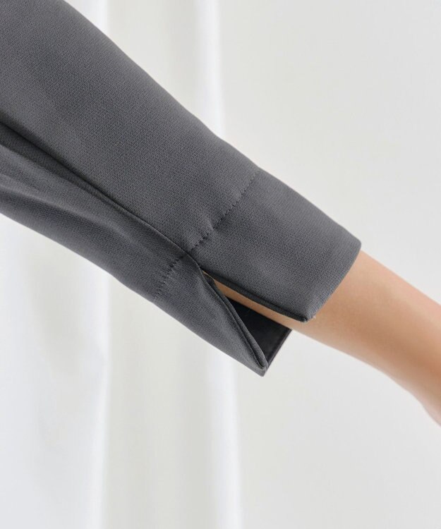 Tiaclasse L フロッキードッキングワンピース チャコールグレー×グレーチェック