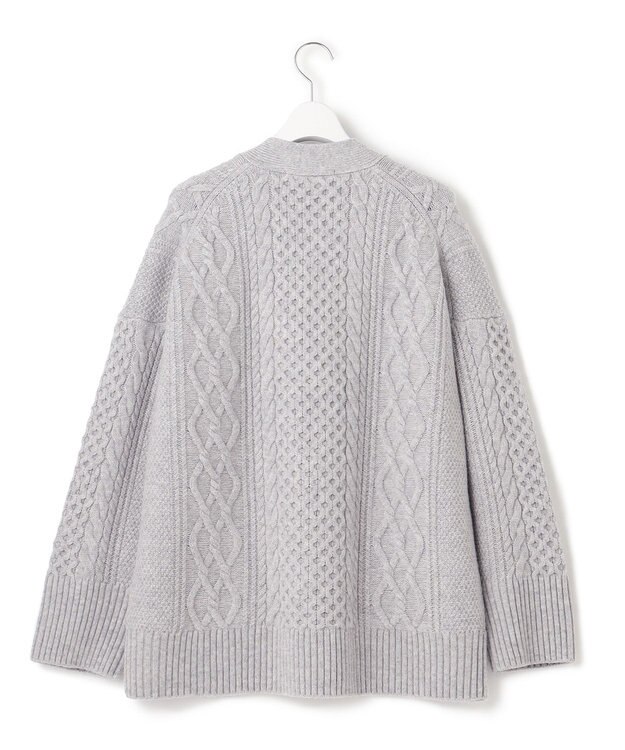 23区 【洗える】ウールカシミヤ アランパターン カーディガン ライトグレー系