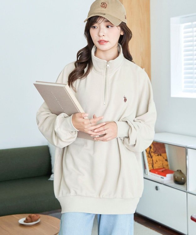 WEGO 【ユニセックス着用ITEM】別注　U.S POLO ASSN.　ハーフZIPPO ライトベージュ