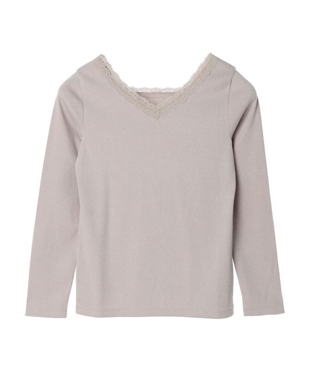 earth music&ecology 前後２ＷＡＹ襟レースプルオーバー Beige