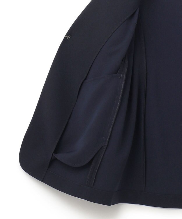 23区 S 【洗える/吸水速乾/UVカット/接触冷感】ストレッチジョーゼット ノーカラー ジャケット ネイビー系