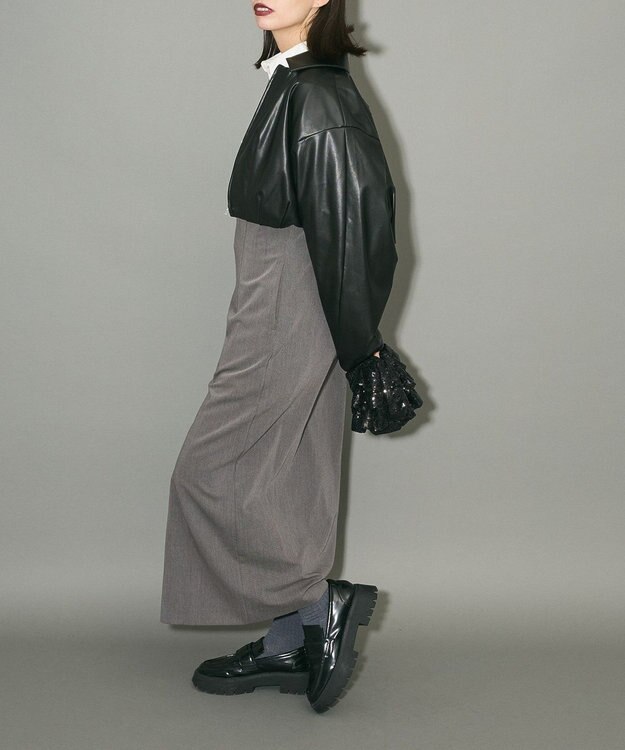 Green Parks フェイクレザーショートブルゾン Black