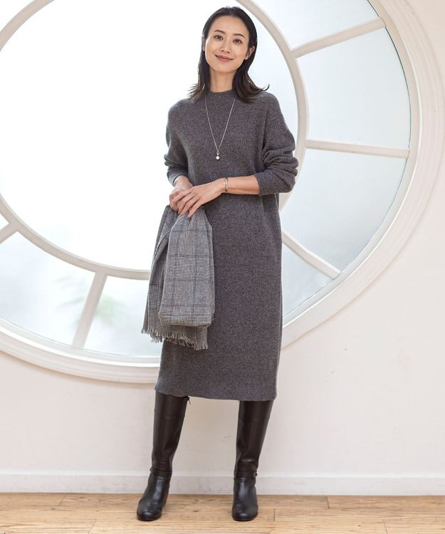 J.PRESS LADIES 【洗える】MIX COLORED ニット ワンピース グレー系