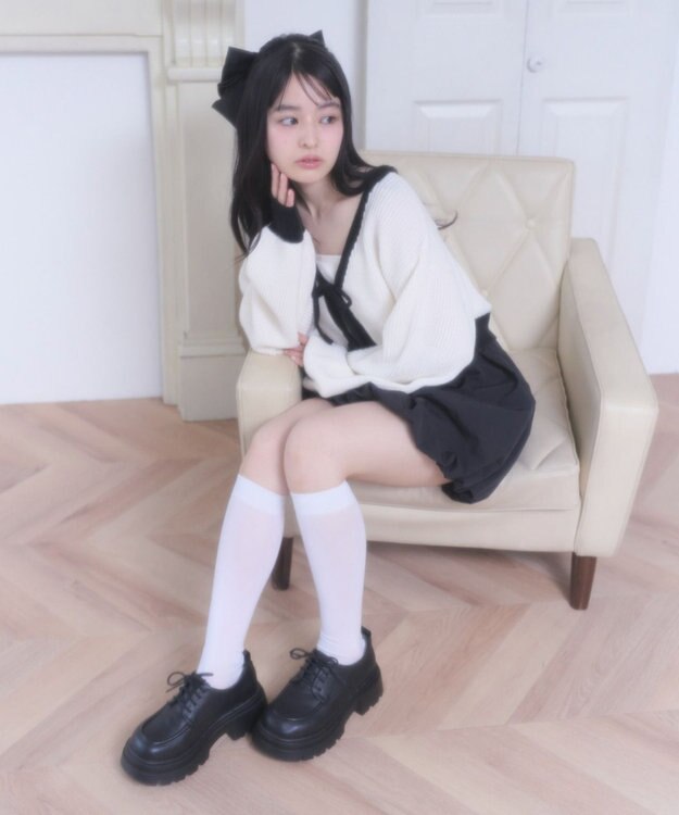 WEGO リボンカーディガン オフホワイト