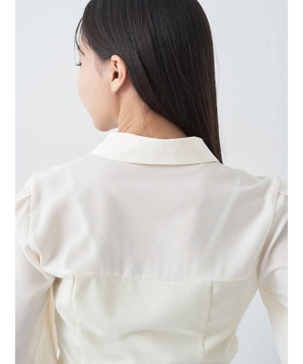 earth music&ecology ドッキングフリルシャツ見えプルオーバー Ivory