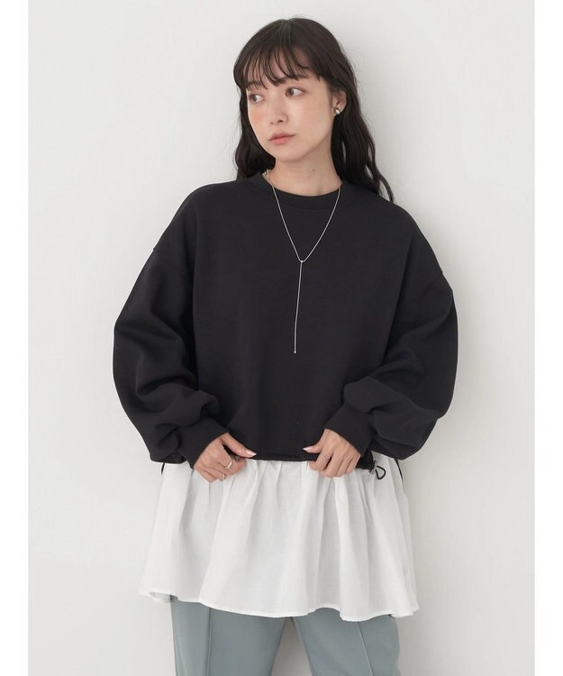 earth music&ecology ダンボールレイヤードチュニック Black