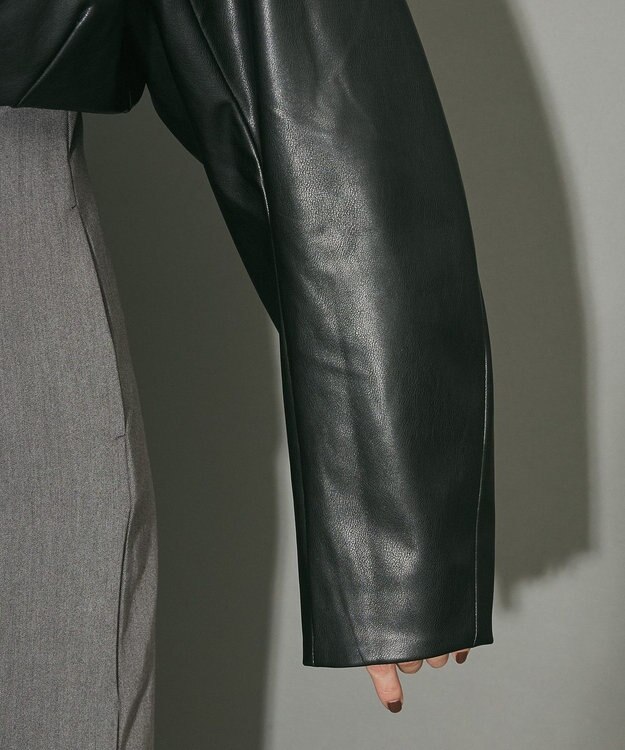 Green Parks フェイクレザーショートブルゾン Black