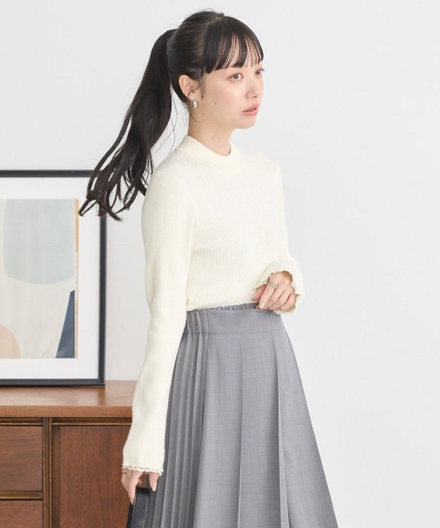 earth music&ecology ナローケーブルプルオーバー Ivory