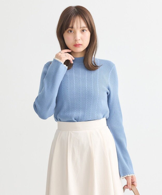 earth music&ecology ナローケーブルプルオーバー Blue