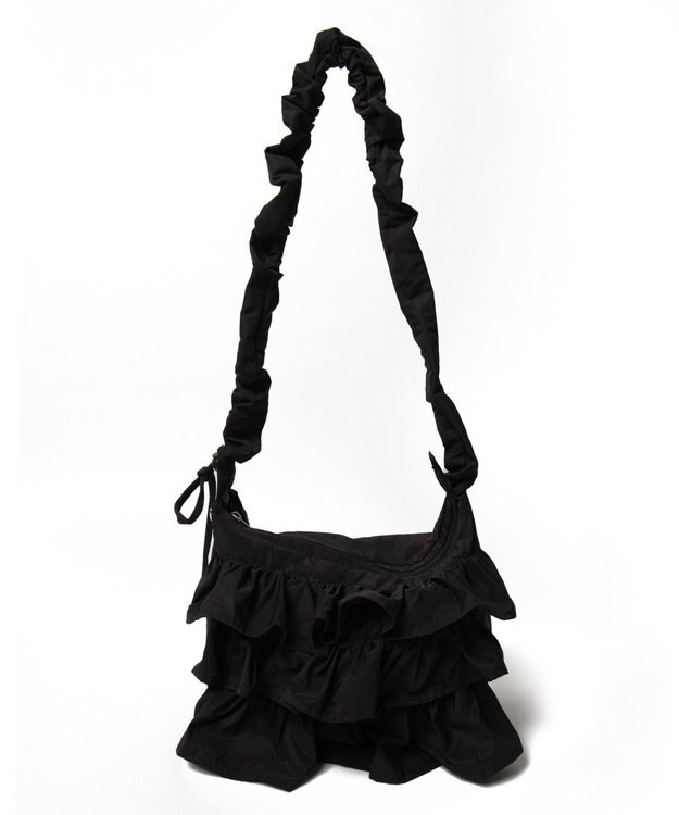 WEGO フリルドロストギャザーショルダー ブラック