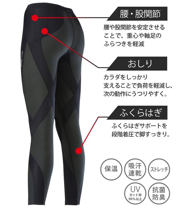 CW-X 【WOMEN】 CW-X レディース スポーツタイツ ロング ホット 下半身フルサポート 保温性（本体） HZY219 /ワコール ブラック