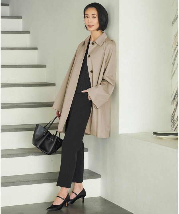 ICB 【撥水加工】ＴＣシャンブレーツイル ステンカラーコート ベージュ系