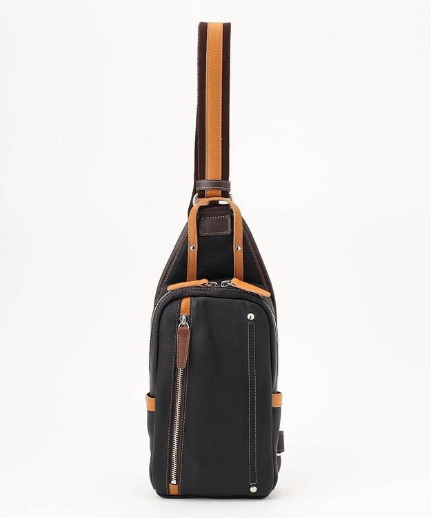 UNBILLION Otias シュリンクレザーオイル仕上げタテ型ボディバッグ ブラック