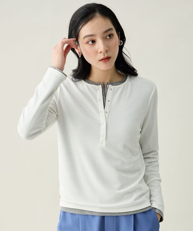 ANY クリアラメフライスヘンリーネックプルオーバー オフ