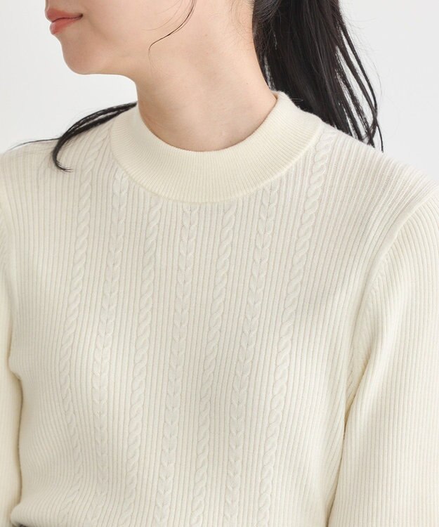 earth music&ecology ナローケーブルプルオーバー Ivory