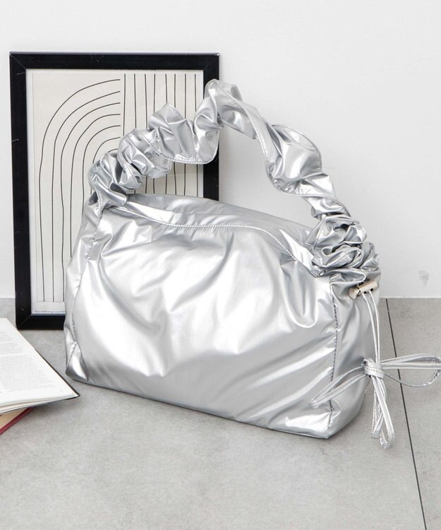 WEGO 【マルチWAY】ドロストギャザーショルダーバッグ シルバー