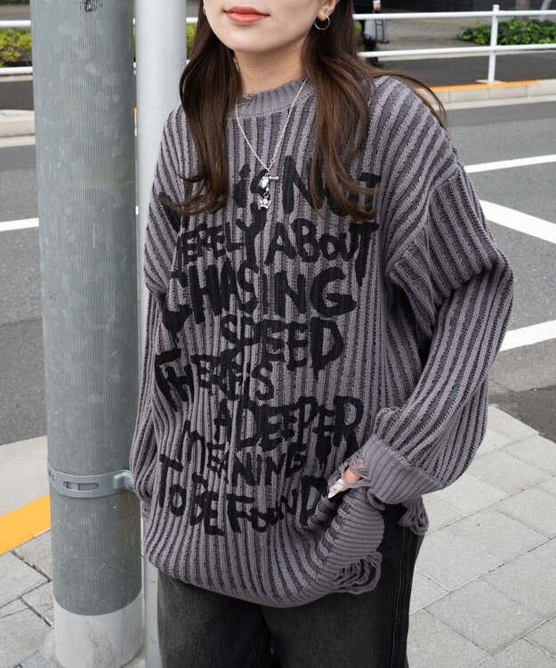 WEGO クラッシュリブBIGニットプルオーバー スミクロ