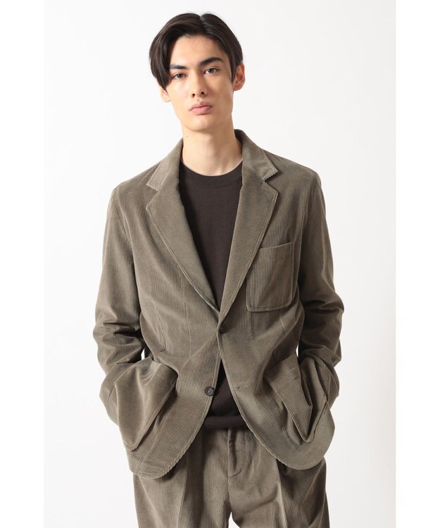 DAKS ソフトイタリアンコーデュロイカジュアルテーラードブレザー カーキ