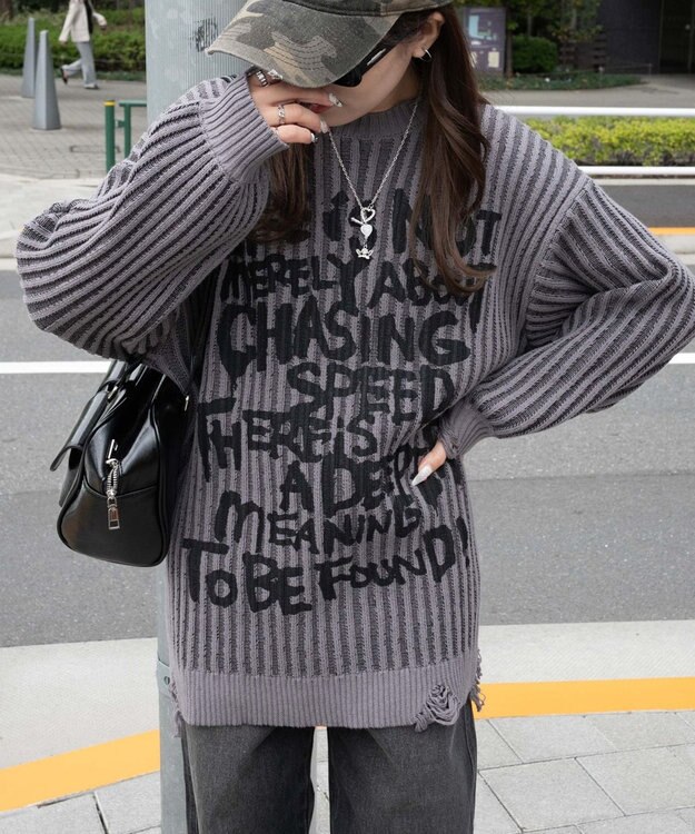 WEGO クラッシュリブBIGニットプルオーバー スミクロ